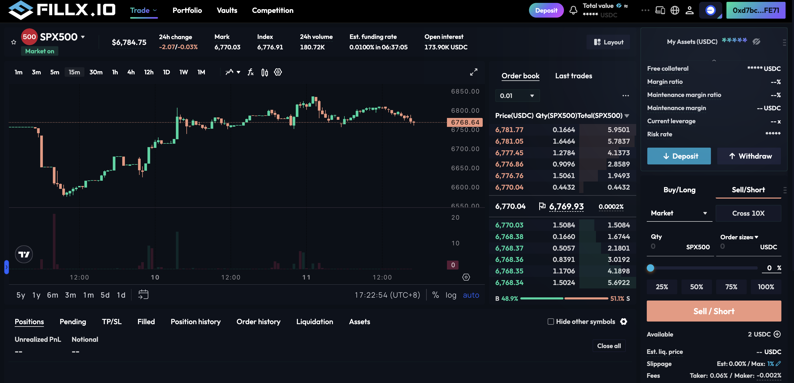 FillX Trading Interface